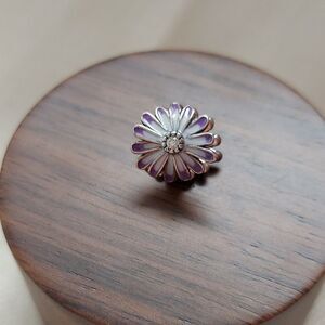 925 Sterling Silver Purple Daisy Flower Charm